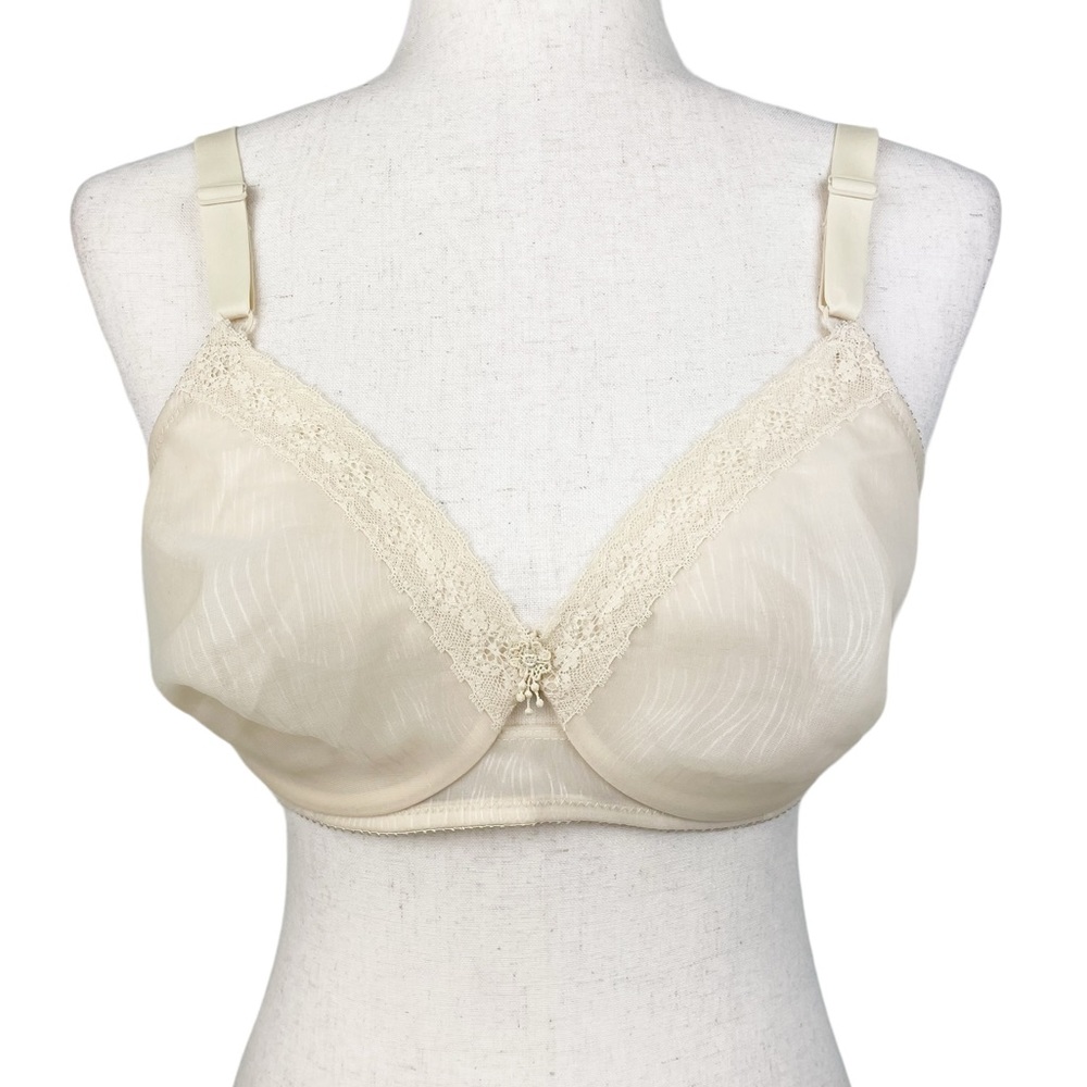 Vintage 60s Exquisite Form Limelights 475 Bra Sheer Beige Mesh Lace Size 34D